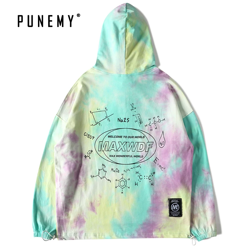 

Hip Hop Streetwear Men Hoodies Retro Chemical Formula Pattern Print Tie Dyed Harajuku Oversize Pullover Sweatshirts Man's Hoodie