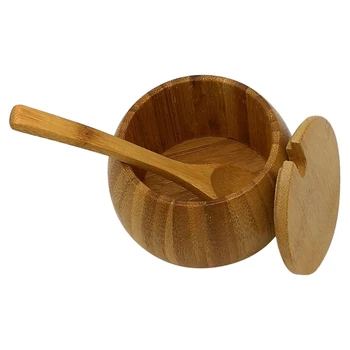 

Kitchen Bamboo Natural Salt Shaker Household Spice Bottle With Lid Storage Box Kitchen Accessories Seasoning Jar Wood Color Bamb