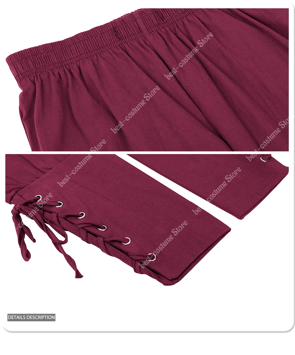 Medieval Pants for Men Pirate Viking Costume Pants Plus Size Trousers Pirate Cosplay Costume With Drawstrings