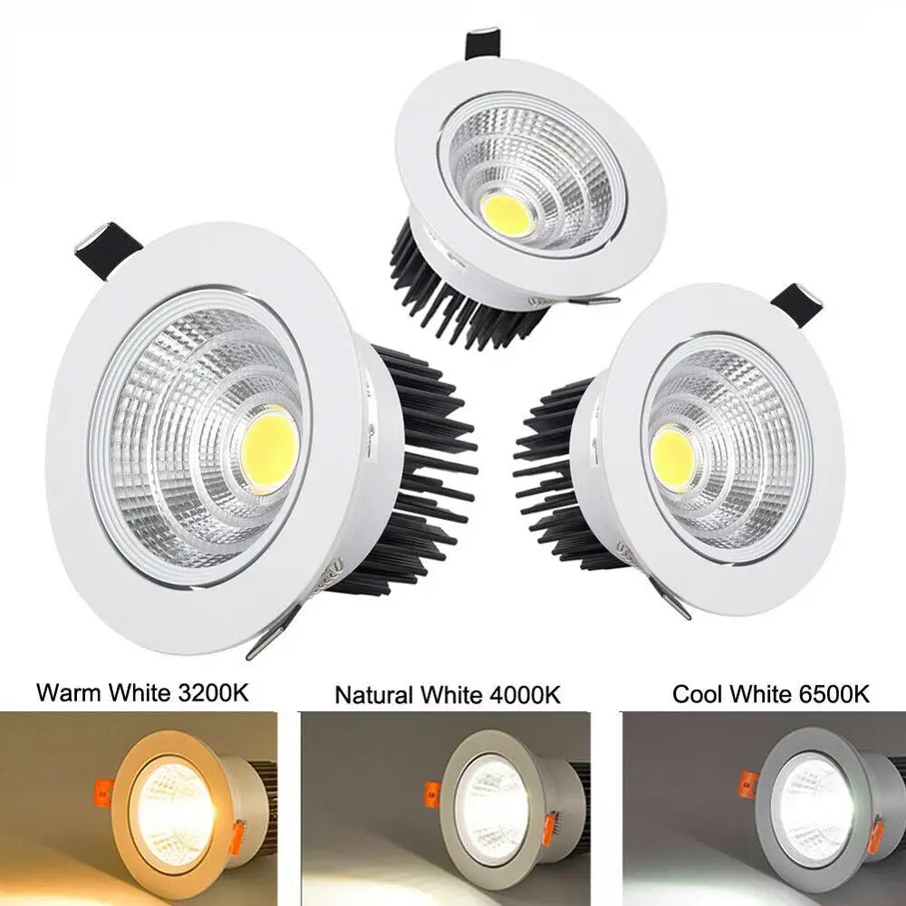 

Dimmable Recessed Led Ceiling Downlight COB Spotlight Lamp Bulb 110/220V 5W 7W 9W 12W 15W 20W Restaurant mall lighting