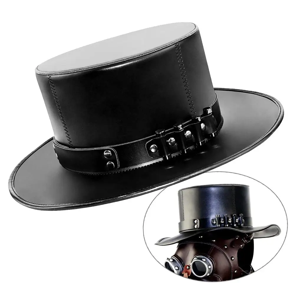 faux leather top hat