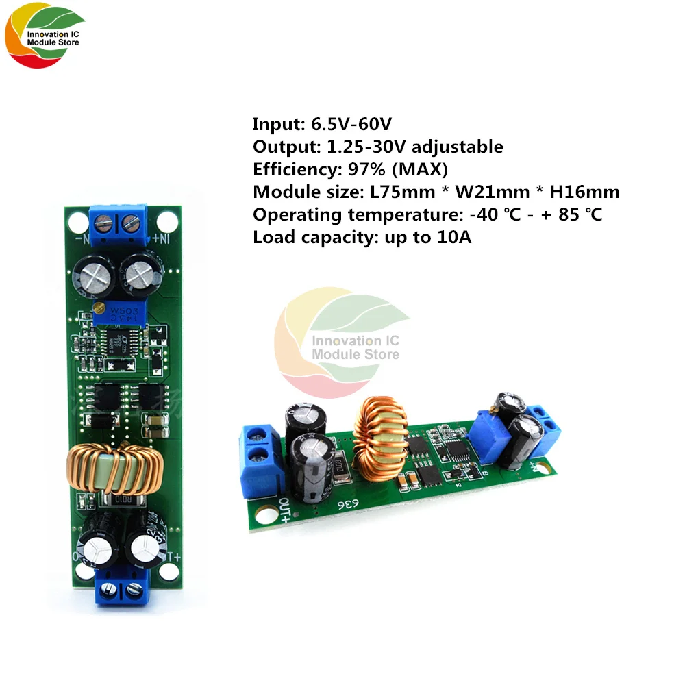 Adjustable Step Down Converter Module 10A 6 5V 48V to 1 25V 30V Power Supply