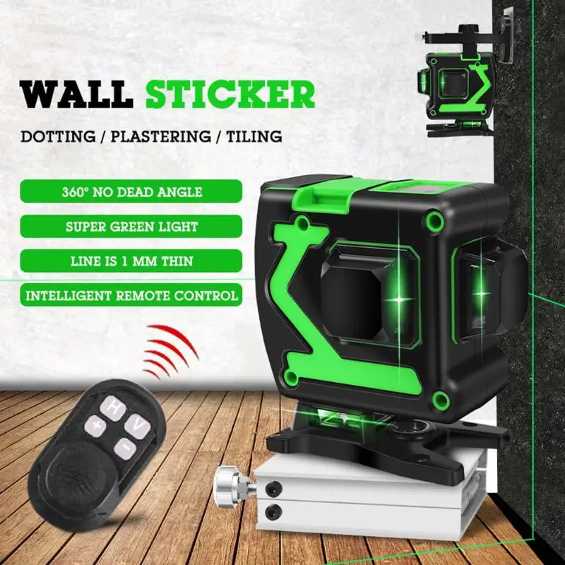 12 Lines 3D Level Self-Leveling 360 Horizontal Vertical Cross Green Laser Level Ordinary Design Operation Conveninently
