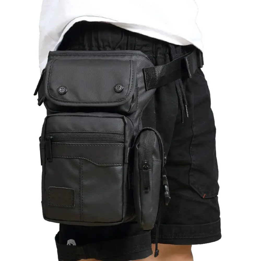 Мужская парусиновая сумка с заниженной талией, поясная сумка, поясная сумка на бедро, пояс на бедро, военная дорожная мотоциклетная сумка через плечо, повседневная сумка на плечо - Цвет: Black
