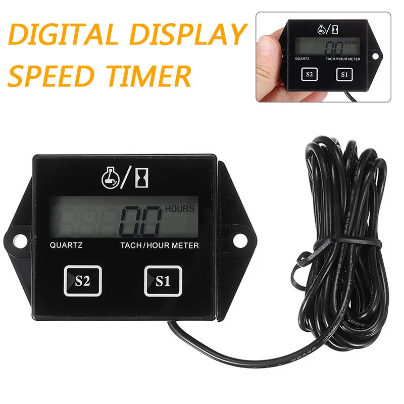 1pc Digital Engine Tach Hour Meter Tachometer RPM Gauge Inductive Waterproof For Gasoline Motorcycle Marine Chainsaw Bike Boat | Автомобили
