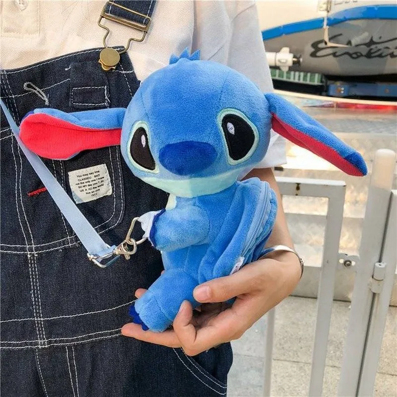 

2020 Ins Fashion Cartoon Stitch Plush Backpack Inclined Shoulder Bag for Kids Children Christmas Gift Female Unisex cute Bags