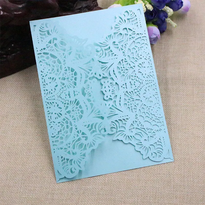  10pcs Personalised Square Laser Cut Wedding Party Invitations Cards Envelopes - 4.00037E+12