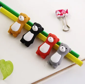 

2pcs polar bear rubber pencil eraser stationary school supplies items kawaii office creative cartoon kids gift students prizes