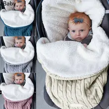 Manta de invierno para cochecito de bebé recién nacido, saco de dormir grueso y cálido, de ganchillo