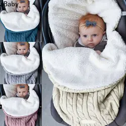 Bebê recém nascido inverno carrinho envoltório cobertor footmuff grosso quente malha crochê swaddle sacos de dormir da criança pequeno bebê dormir saco