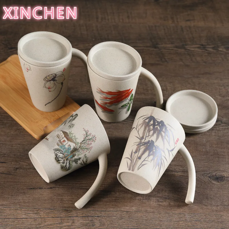 

XINCHEN Clay Water Cup Antique Mug with Cover Cup Retro Milk Breakfast Cup Ceramic Coffee Cup Coarse Pottery Office Cup
