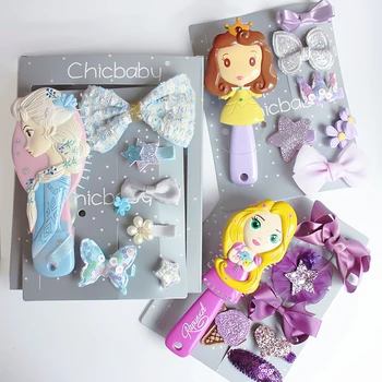 

Elsa Princess Girls Hair Pins Frozen 2 Birthday Party Children Hair Clip Cartoon Hair Comb Jewelry Gift Box Set Hair Accessories