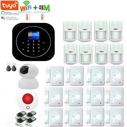 

Yobang Security Tuya Wifi GSM Alarm System Home Security Russian French Spanish Support Tuya APP Control Alexa With IP Camera