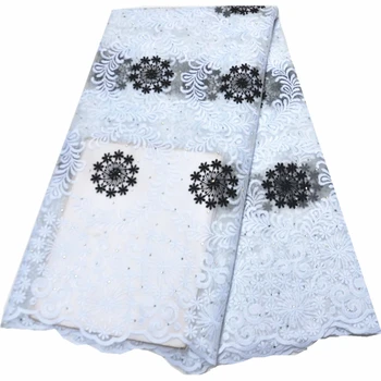 

3d flower trim lace fabric 5yards/piece for women fashion dress african lace materials 2020 new arrival high quality lace tulle