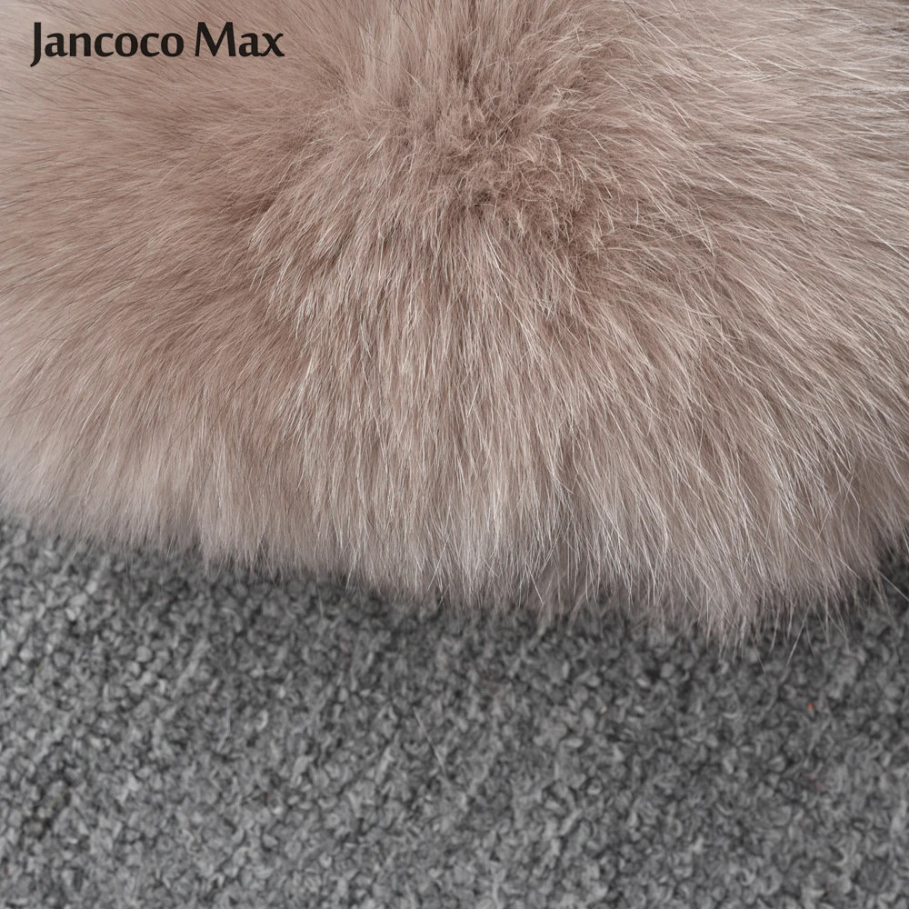 Jancoco Max Женское пальто с капюшоном из натурального Лисьего меха Модная стильная
