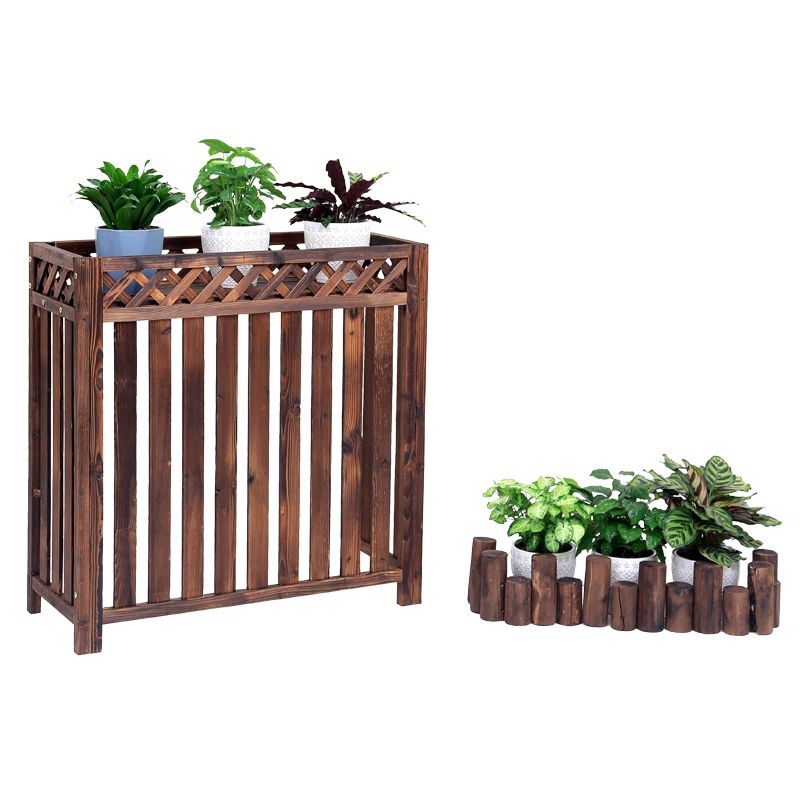 Color : Brown, Size : 85x35x75cm YYFANG Flower Stand Outdoor Wooden Air Conditioning Stand Lattice Wooden Air-conditioning Outer Cover Shutters Flower Stand Decoration Outdoor 