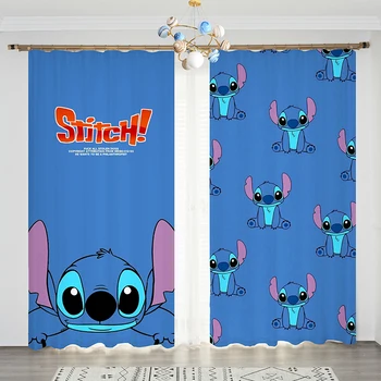 

Cartoon Stitch 2Panels/Set Window Curtains Blockout Photo Curtain Print Fabric Window