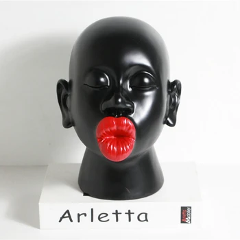 

Nordic Style Big Red Lips Statue Figure Head Portraits Art Sculpture Resin Crafts Classical Home Office Decoration R2679 Europe