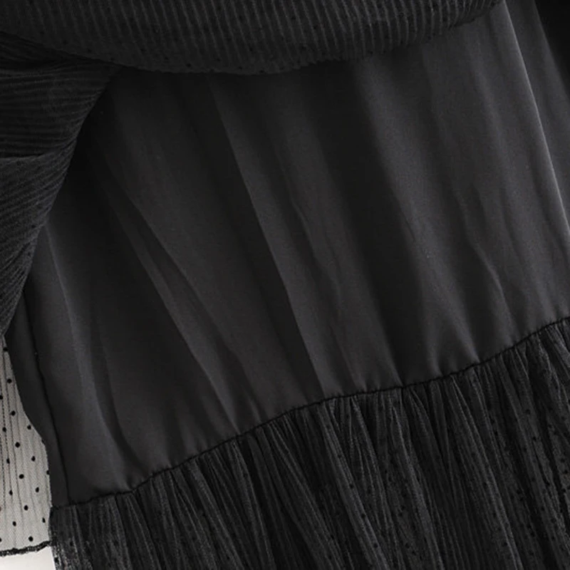 Винтажная стильная сетчатый в горошек миди юбка женская модная эластичная талия оборки женские юбки Повседневные Faldas Mujer