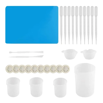 

Reusable Silicone Resin Kit Mixing Tool Set,Measuring Cups,Finger CotsResin Mix Cup,Glue Stir Stick,Pipette