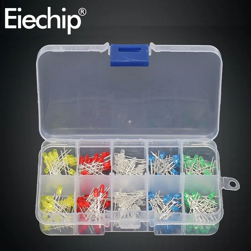 100pcs/200pcs 3mm 5mm LED Diode Assorted Kit White Green Red Blue Yellow Orange F3 F5 Leds Light Emitting Diodes electronic kit
