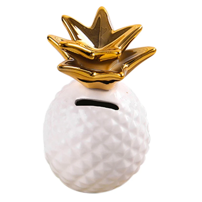 

Pineapple Piggy Bank Money Box Coin Bank Ceramic Saving Box Penny Bank Storage Jar Decoration Safe Box Save Cans White