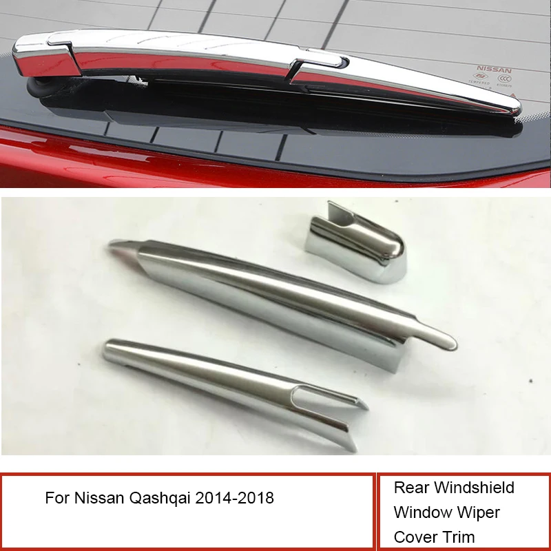 3pcs Tail Rear Windshield Window Wiper Cover Trim For Nissan Qashqai 2014-2018 ABS Chrome Car Styling | Автомобили и мотоциклы