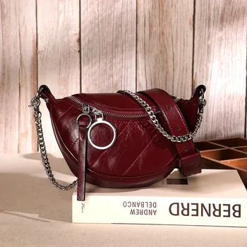 

Chest Bag Women's Spring And Summer New Style France Non-mainstream Shoulder Bag Retro First Layer of Leather Oblique Shoulder B