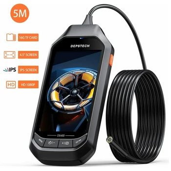 DEPSTECH-endoscopio Digital DS450, pantalla IPS de 4.5in, 2.0MP, 5.0MP, inspección de boroscopio Industrial, cámara semirrígida de serpiente, 6 led