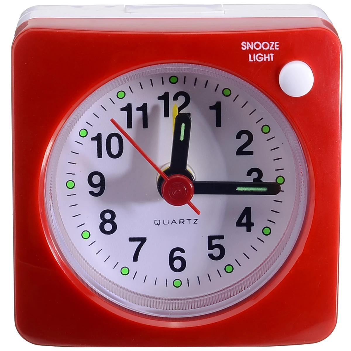 Bedside Table Travel Silent Sweep Small Alarm Clock with Night Light Red