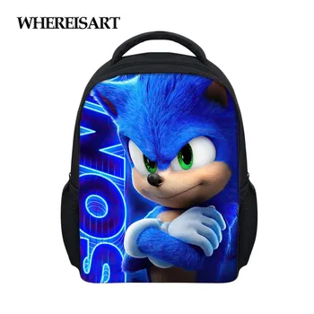 

WHEREISART Sonic the Hedgehog Children Backpack Comfortable Kids School Bags Kindergarten Preschool Bag Schoolbag for Boy Girls