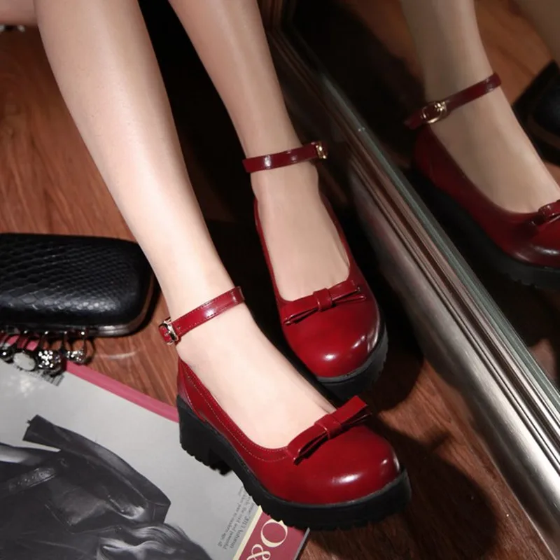 Женская обувь; сезон весна; осень; Harajuku Kawaii; корейский стиль; коллекция года; Милая обувь в стиле Лолиты в стиле ретро с бантом; Милая женская обувь для костюмированной вечеринки