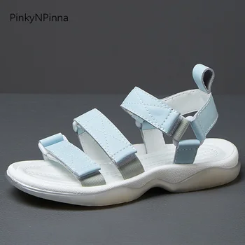 

cool summer women casual genuine leather strappy flat beach sandals comfortable hook loop light outdoor street plus size shoes