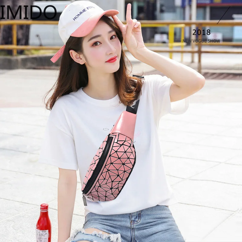 

IMIDO Fashion Sports Pockets Women Sports Outdoor Multi-function Chest Bag Women Lingge Waterproof Running Laser Pockets