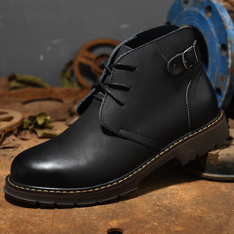 

2019 autumn winter Keep warm men's high boots equestrian boots Cowhide Retro High quality male