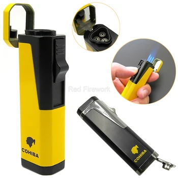 

Cohiba Windproof Cigar Cigarette Metal Lighter 3 Torch Jet Flame Refillable With Punch Smoking Gadget