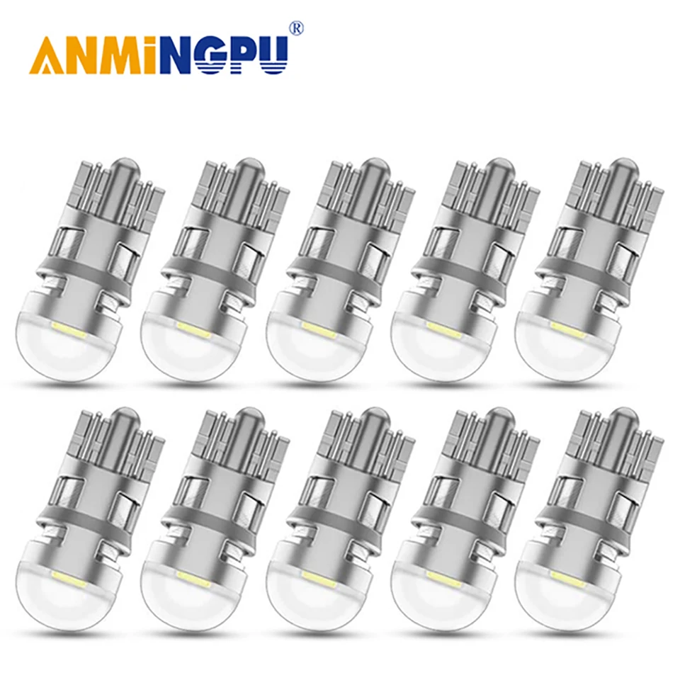 

ANMINGPU 10X Signal Lamp Led T10 194 501 Bulbs 3030SMD W5W Canbus Super Bright Car Wedge Dome Light License Plate Light 12V