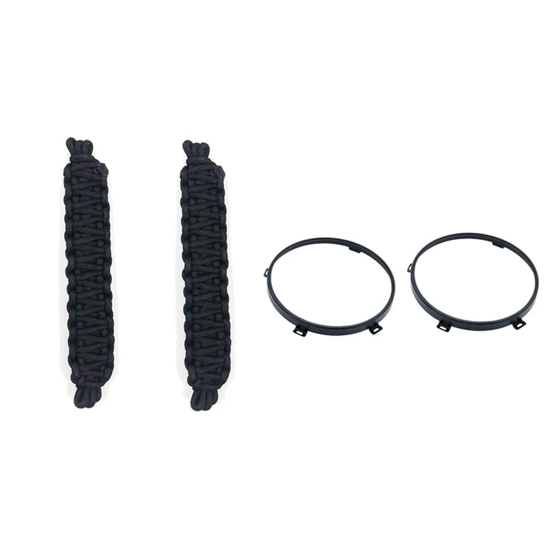 

1 Pair Door Limiting Straps Durable Swing Limiter Restrictor & 2Pcs Led Headlight Round Ring Mounting Bracket