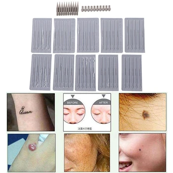 

50Pcs Replace Needles For Tattoo Mole Removal Pen Freckle Dark Spot Remover Tool Round Fine Needles Caps Skin Care Tools New