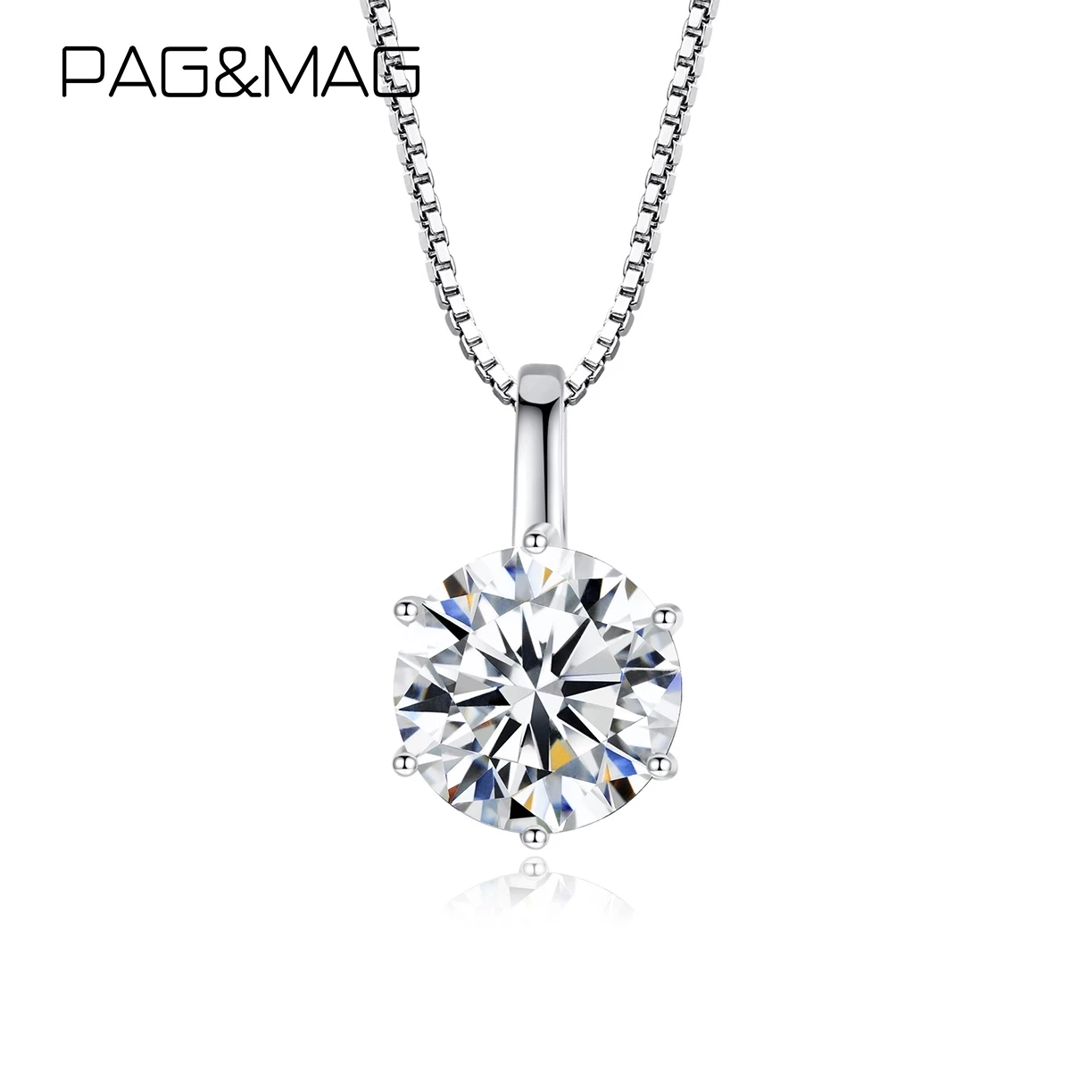 PAG & MAG-collar de moissanita de plata de ley 6,5, collar de moissanita redondo EF de 925mm, Diamante de prueba, joyería fina, regalo para mujer y Niña