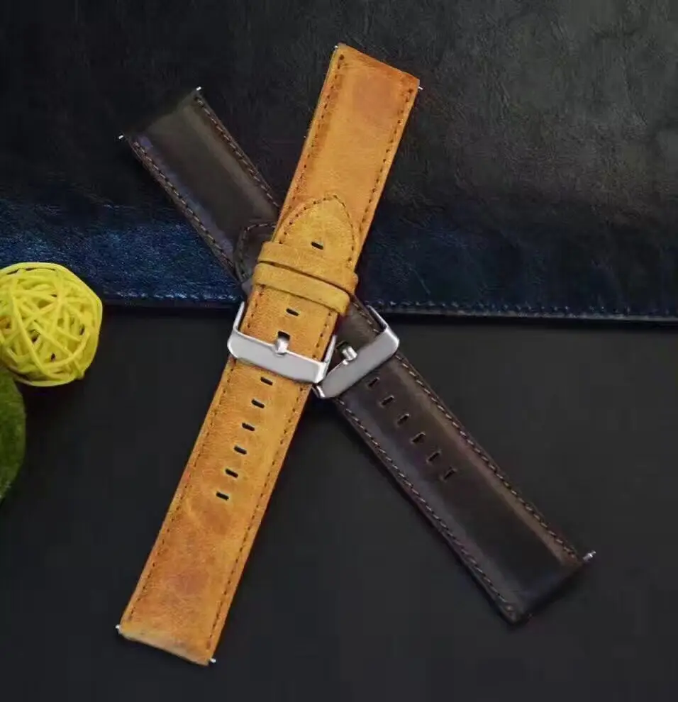 Кожаный ремешок для Samsung Galaxy watch active 2 42 46 Gear S3 s2 huawei GT honor pebble time Ticwatch s 1 E pro 22 мм|leather