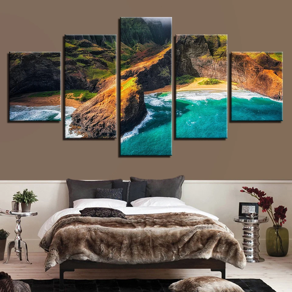 Embelish 5 Panels Modern Home Decor Modular Pictures HD Print Canvas Paintings Kauai Hawaii Landscape Wall Art Posters Bedroom | Дом и сад