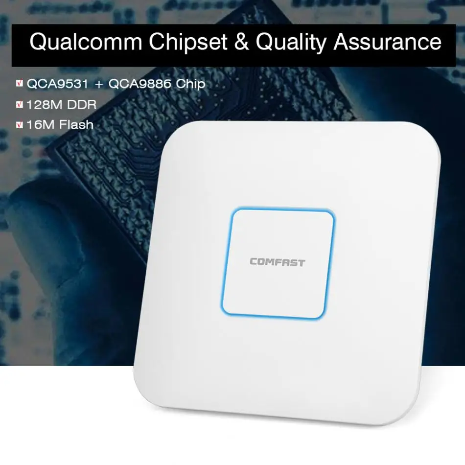 

COMFAST Wireless Ap Cf-E355Ac 1200Mbps Ceiling Ap 802.11Ac 5.8G+2.4G Indoor Ap 48V Poe Power 16 Flash Wifi Access Point