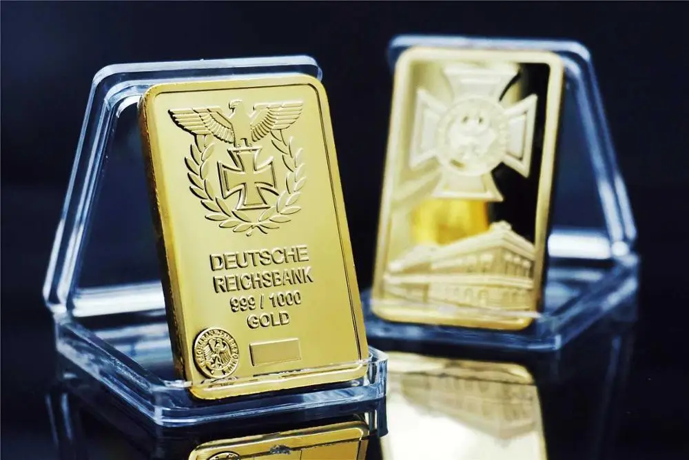 Deutsche Reichsbank 24K Gold Plated Bullion Bar German Eagle Replica Gold Bar for Collection Business Gifts