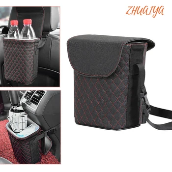 

Leather Car Trash Bin Auto Organizer Storage Box Gargage Holder Automobile Storage Car Accessories FOR Porsche Cayenne Macan 911