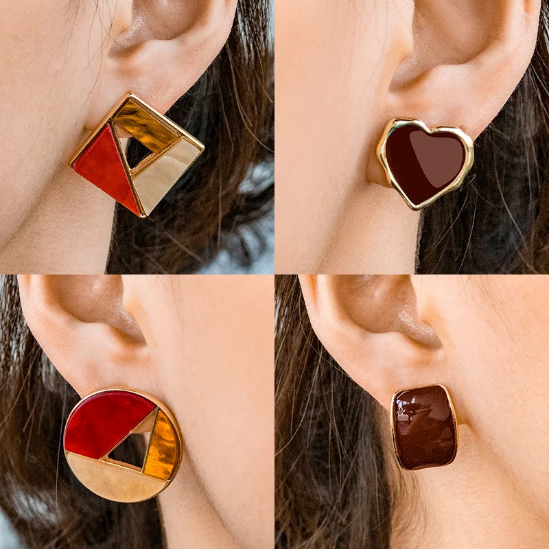 Женские винтажные серьги X & P в Корейском стиле с красной искусственной кожей