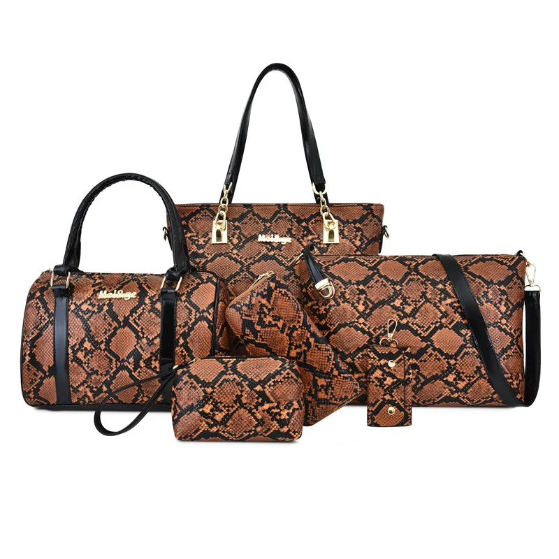 

2019 New Style Korean-style Fashion Different Size Bags Six Pieces Set Fashion Snakeskin Printed Large-Volume Crossbody Bag