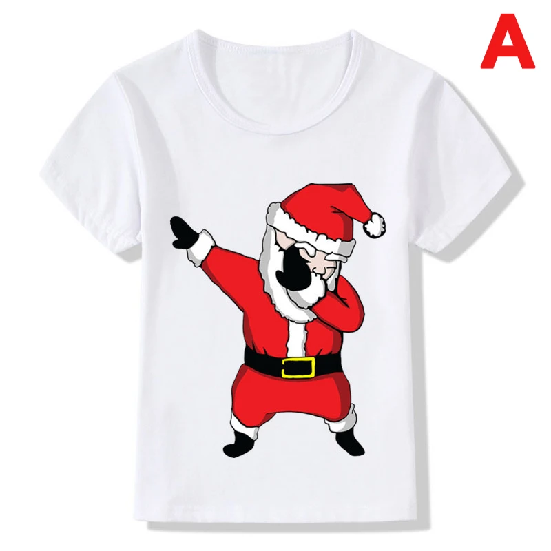 Высококачественная Детская футболка с короткими рукавами и круглым воротником с Санта-Клаусом, топ с рисунком на лето, X85