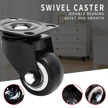 

4pcs Furniture Casters Wheels 1inch/1.5inch Soft Rubber Swivel Caster Silver Roller Wheel For Platform Trolley Chair Accessori