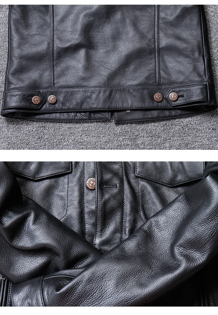 Мужская куртка из натуральной коровьей кожи, однобортное короткое пальто, Chaqueta Cuero Hombre U1213 KJ1450